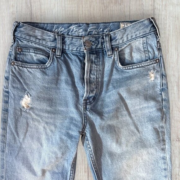 WE THE FREE People Mid Rise Distressed Straight Leg Chewed OB886294 Jeans 25 - Picture 3 of 10